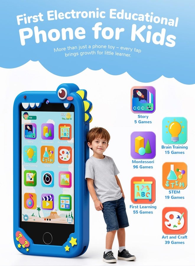 KOKODI 4 Inch Kids Smart Phone, Touchscreen HD Dual Camera Cell Phone for Children, Birthday Gifts Dinosaur Learning Toys for Boys 3-10, First Preschool EducationToy with 200+ Games，Powered by Android - Image 2